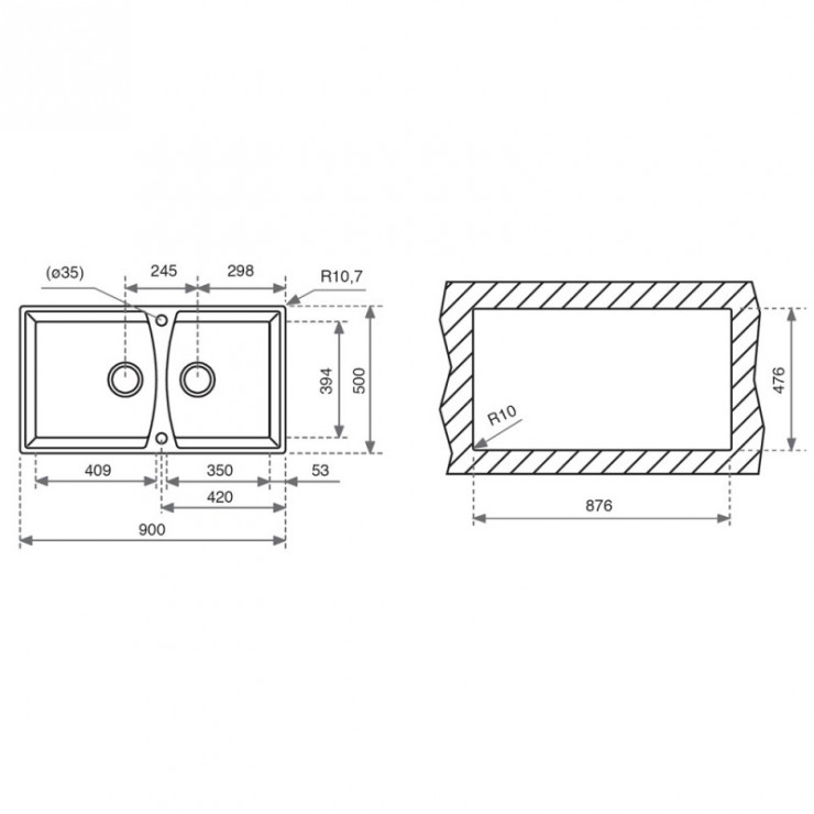 Bồn Rửa Chén Teka UNIVERSO 90 GT 40141222 Đá Màu Xám