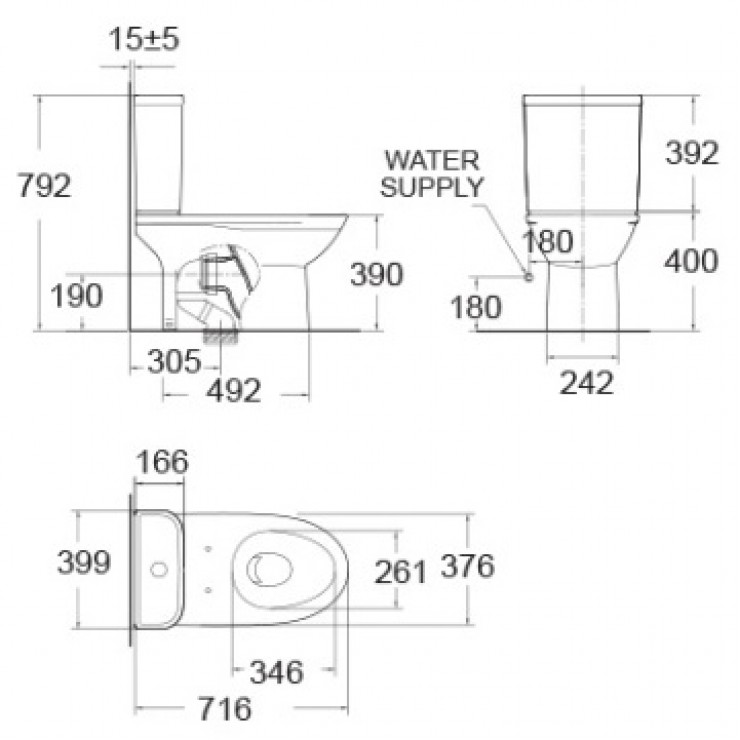 Bồn Cầu American Standard 2630-WT (3630-WT+ 4630-WT) Modern