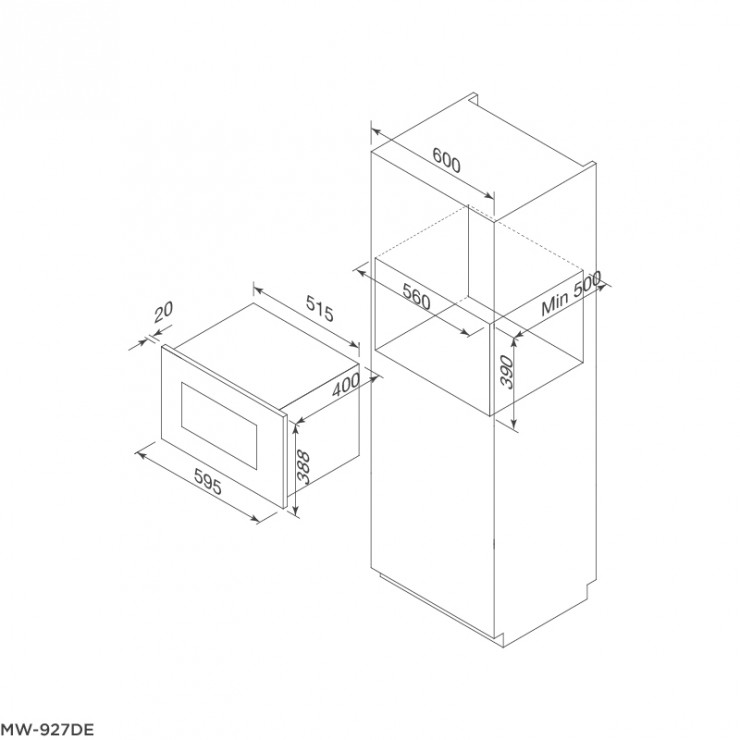 Lò Vi Sóng Malloca MW-927DE Âm Tủ