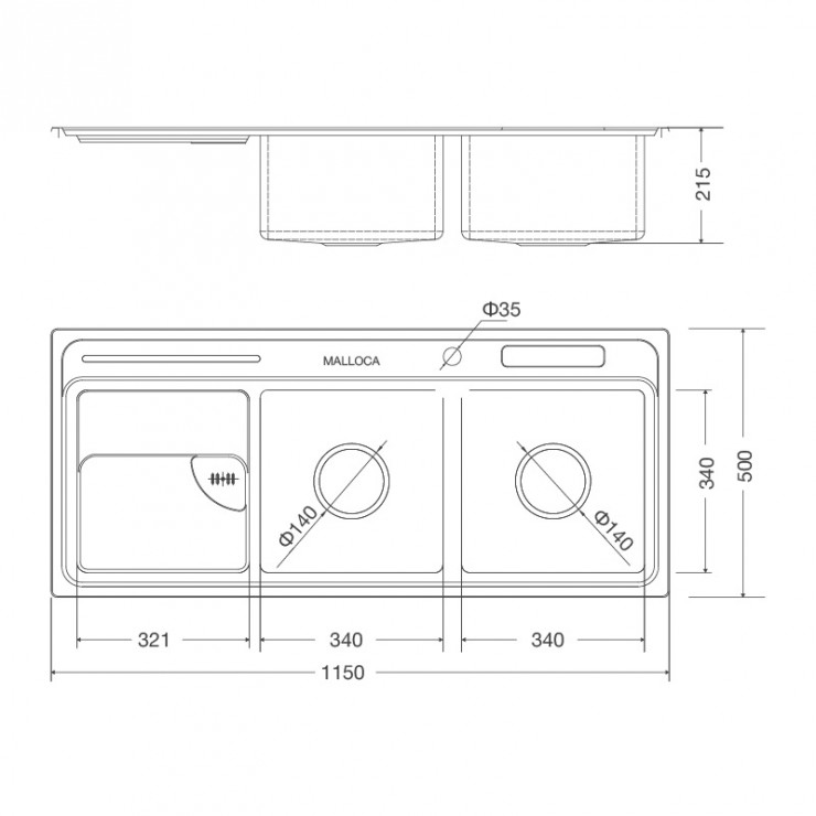 Bồn Rửa Chén Malloca MS 8816 Inox 304