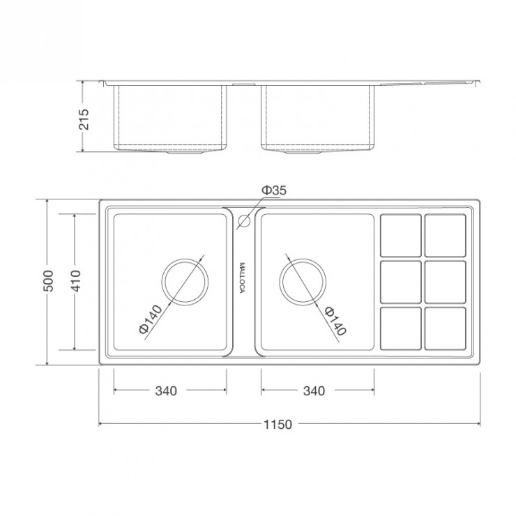 Chậu Rửa Chén Malloca MS 8815R Inox 304 (Cánh Phải)