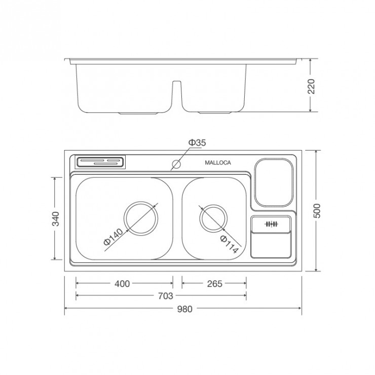 Chậu Rửa Malloca MS 8809 Inox 304