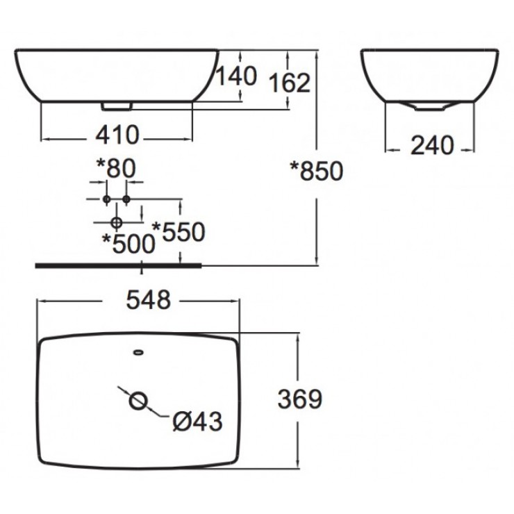 Chậu Rửa Lavabo American Standard WP-F650 Milano Đặt Bàn