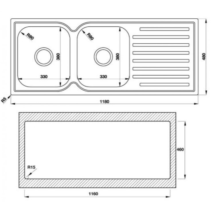 Chậu Bếp Hafele HS-S11848 567.23.030 Hai Hộc Inox 304