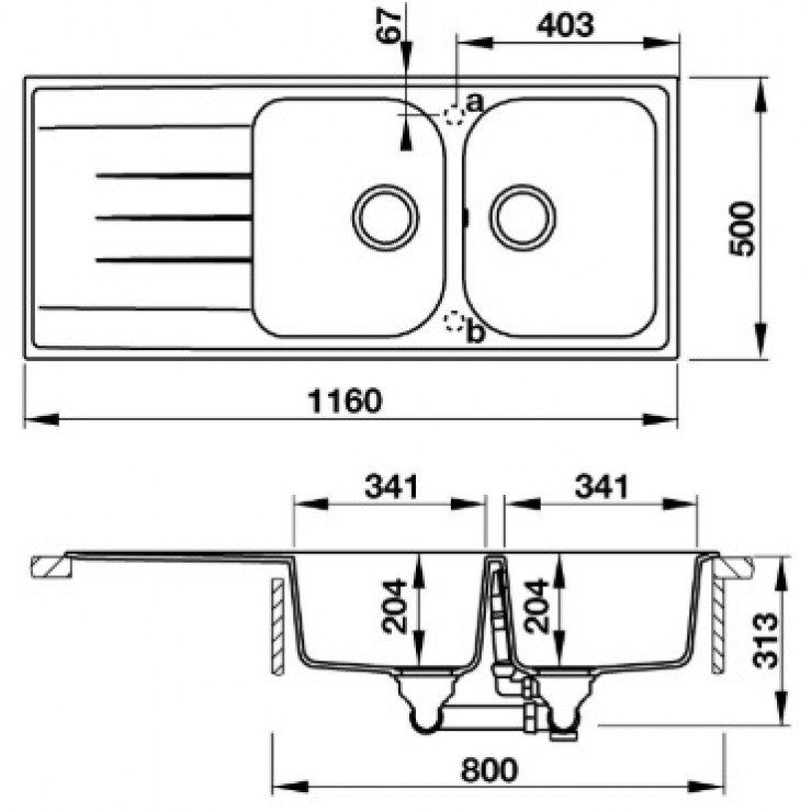 Bồn Rửa Chén Hafele HS18-GED2R80 570.35.460 Đá Màu Kem