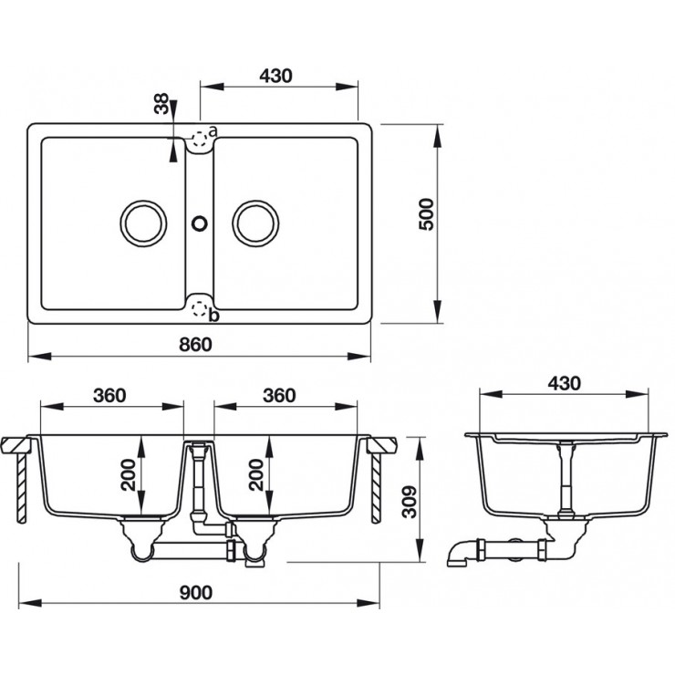 Chậu Bếp Đá Hafele HS19-GEN2S90 570.36.300 Hai Hộc Màu Đen