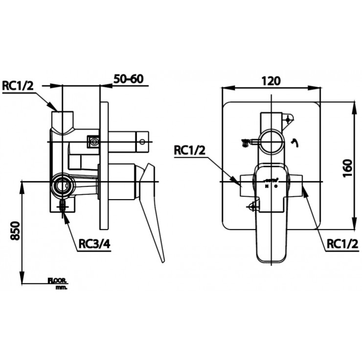 Van Điều Chỉnh Nóng Lạnh Cotto CT2304A Âm Tường