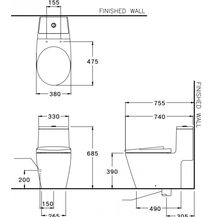 Bồn Cầu COTTO C100207 Một Khối Oval