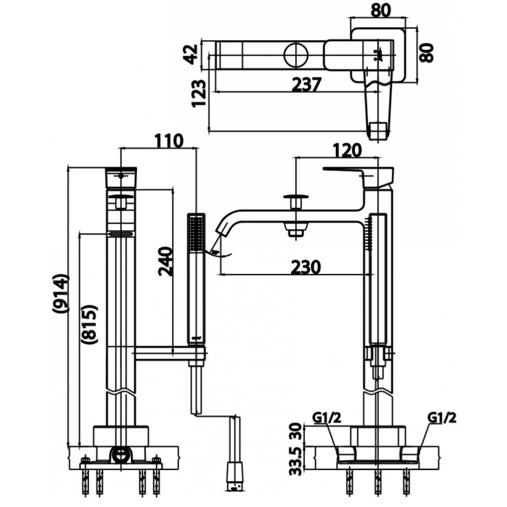 Vòi Bồn Tắm Cotto CT329AXZ44 Đặt Sàn