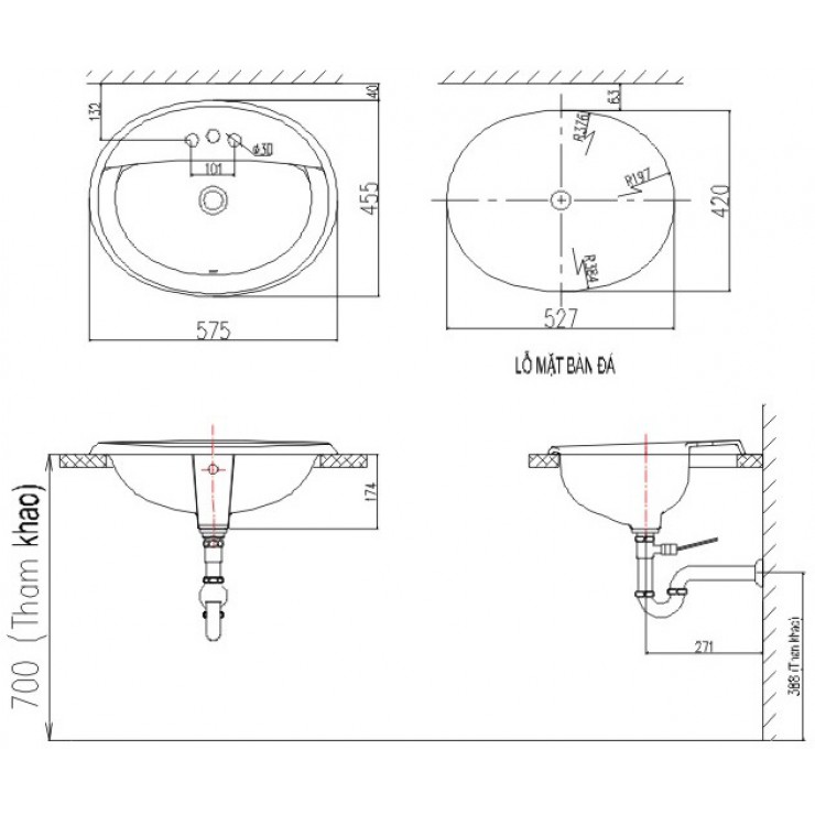 Chậu Rửa Lavabo Inax AL-2395V Dương Vành Aqua Ceramic