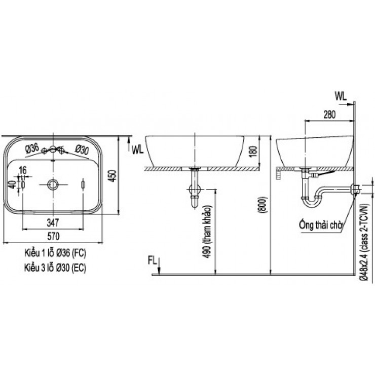 Chậu Rửa Lavabo Inax AL-296V Đặt Bàn AquaCeramic