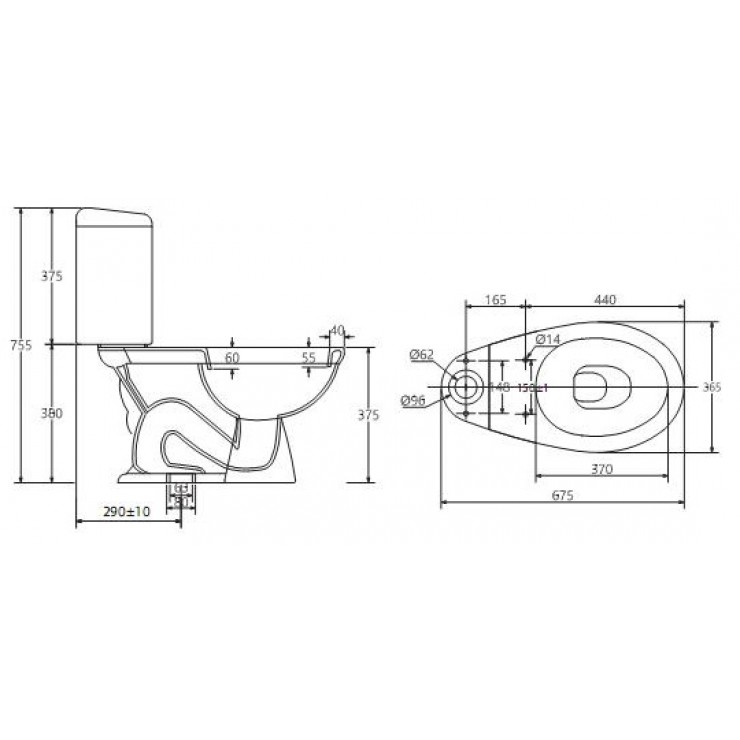 Bồn Cầu Viglacera VT34 2 Khối Nắp Êm