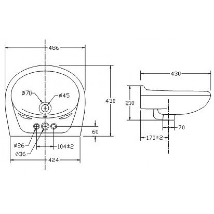 Chậu Rửa Lavabo Viglacera VTL3/VI5 Chân Treo