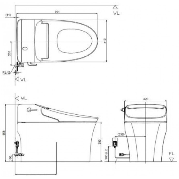 Bồn Cầu Điện Tử American Standard WP-5017 Aerozen G2 Bồn Cầu Thông Minh