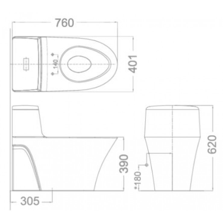 Bồn Cầu American Standard WP-2009 Một Khối La Moda