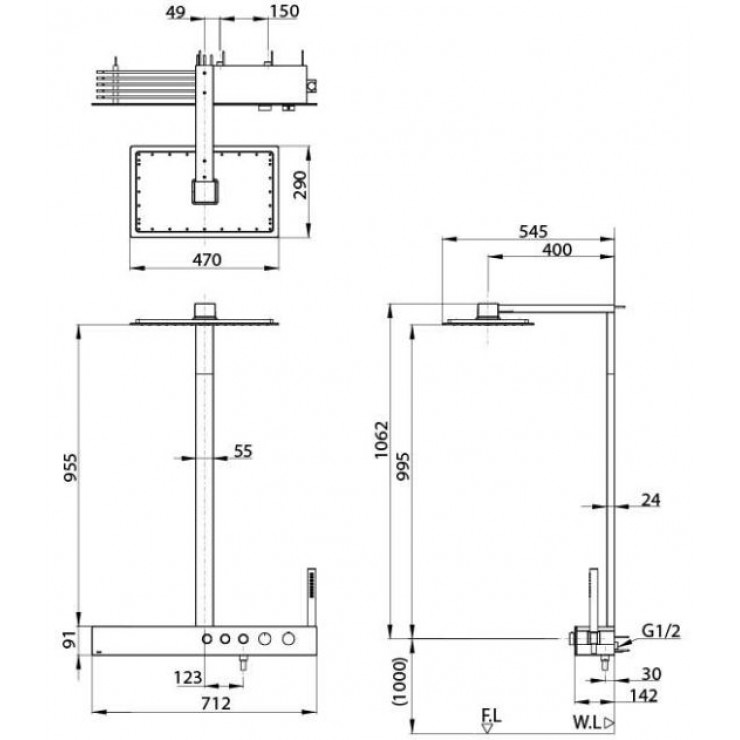 Vòi Sen Cây TOTO TBW05401A Nhiệt Độ Vuông