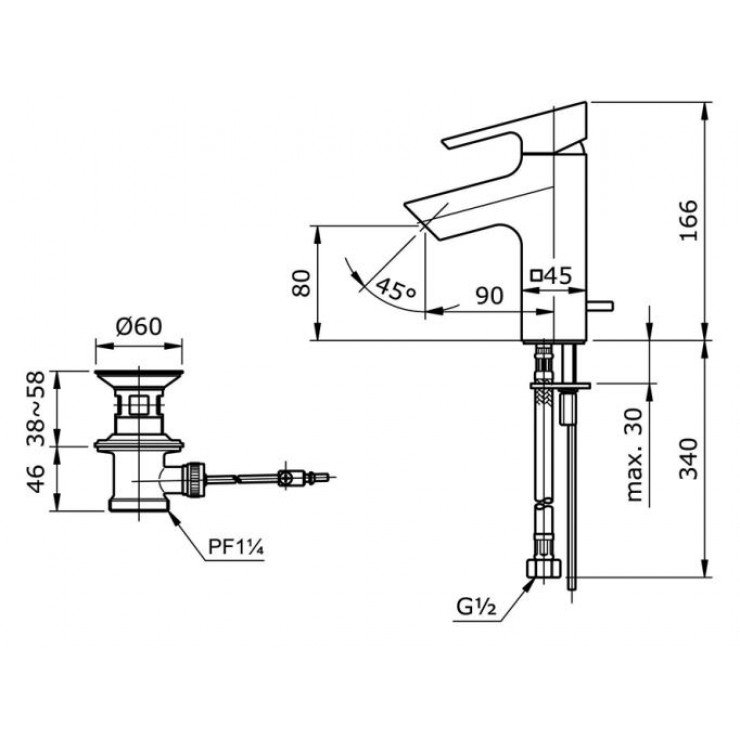 Vòi Lavabo TOTO TX115LI Nóng Lạnh