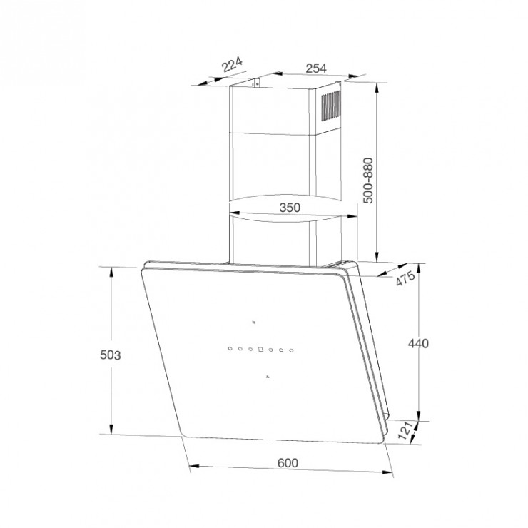 Máy Hút Khói Khử Mùi Malloca MC 60GT-B Áp Tường Nghiêng