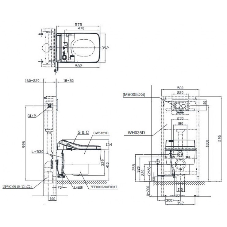 Bồn Cầu TOTO CW512YR/7EE0007/TCF403EA Treo Tường Nắp Điện Tử