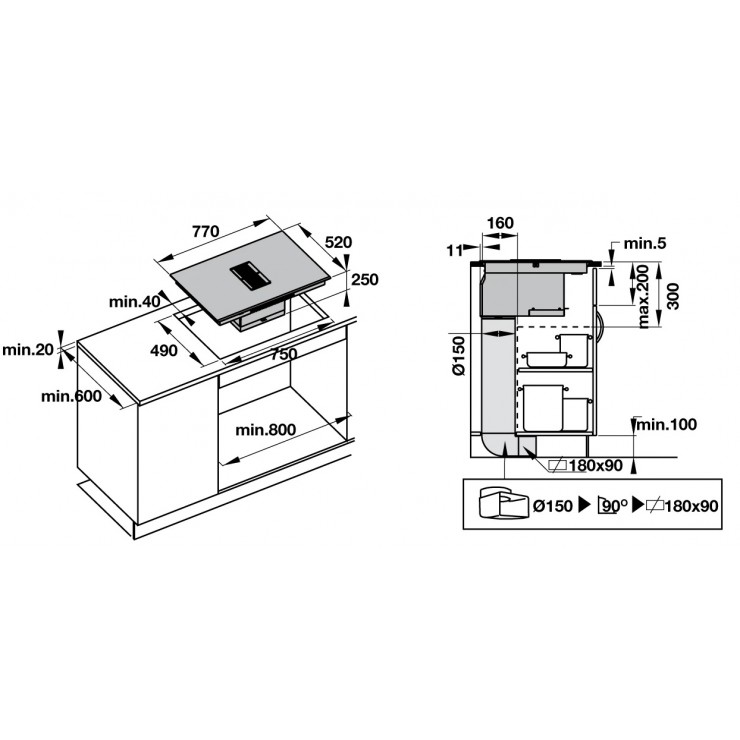 Bếp Điện Từ Hafele HC-IHH77D 536.61.655 Kết Hợp Hút Mùi