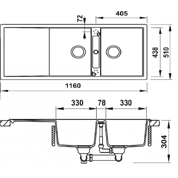 Chậu Bếp Đá Hafele HS20-GKD2S80 570.33.430 Hai Hộc Màu Kem