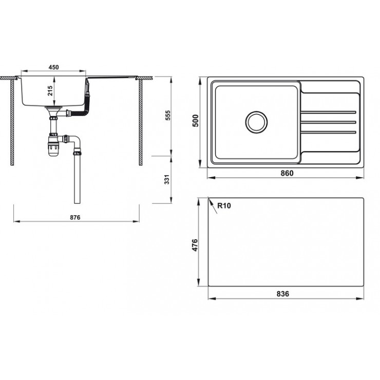 Chậu Bếp Hafele HS20-SSN1S60 567.20.266 Một Hộc Inox 304