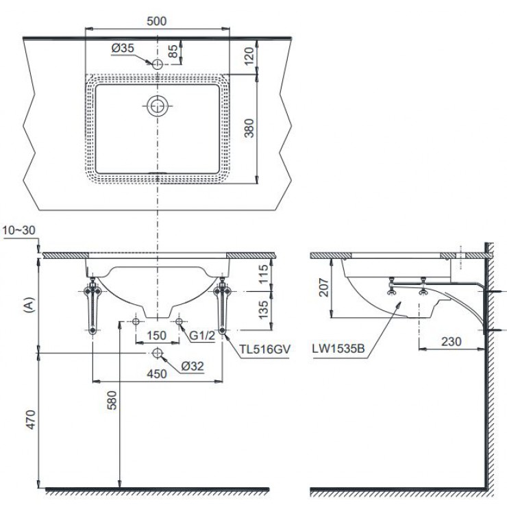 Chậu Lavabo TOTO LW1535V Âm Bàn