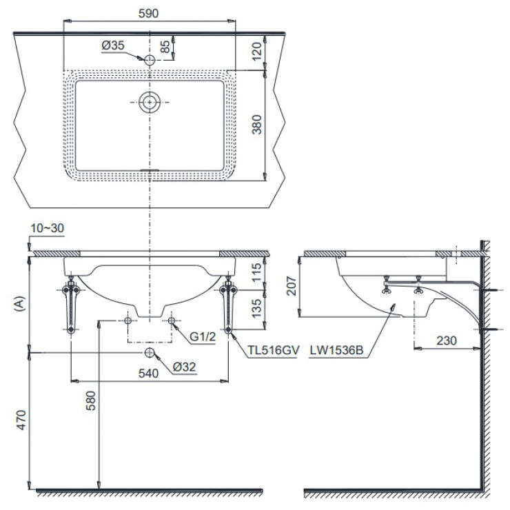 Chậu Lavabo TOTO LW1536V Âm Bàn