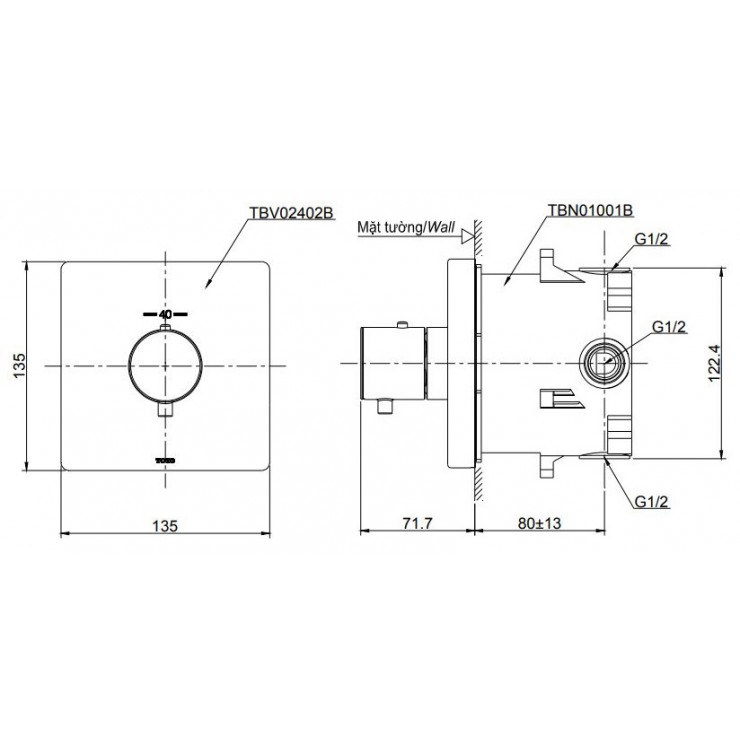 Van Điều Chỉnh Nhiệt Độ TOTO TBV02402B/TBN01001B