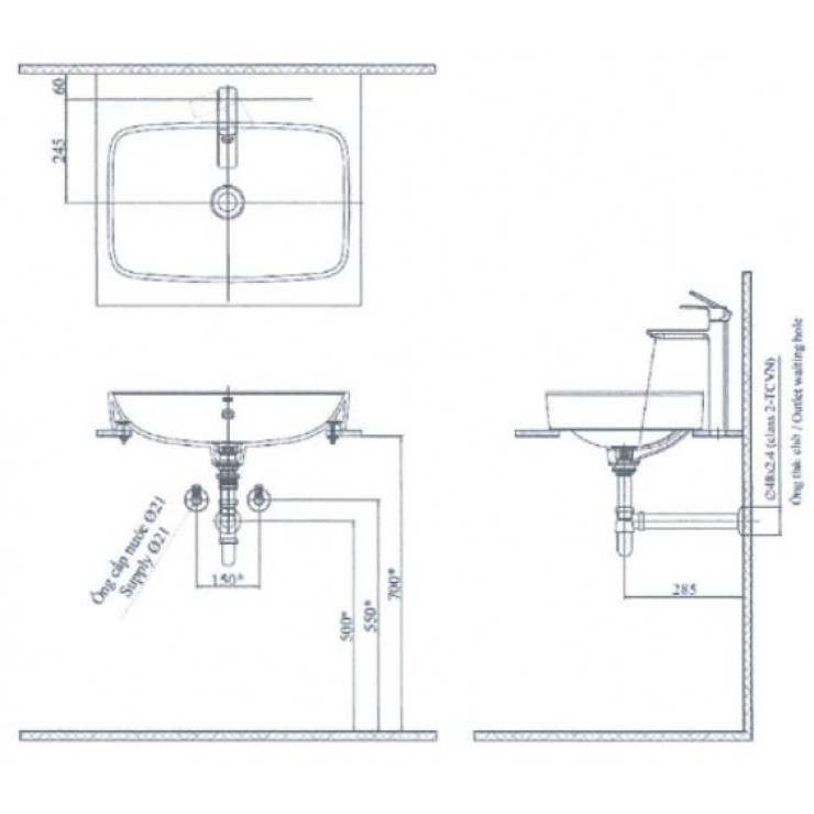 Chậu Rửa Lavabo Inax AL-299V Đặt Bàn AquaCeramic