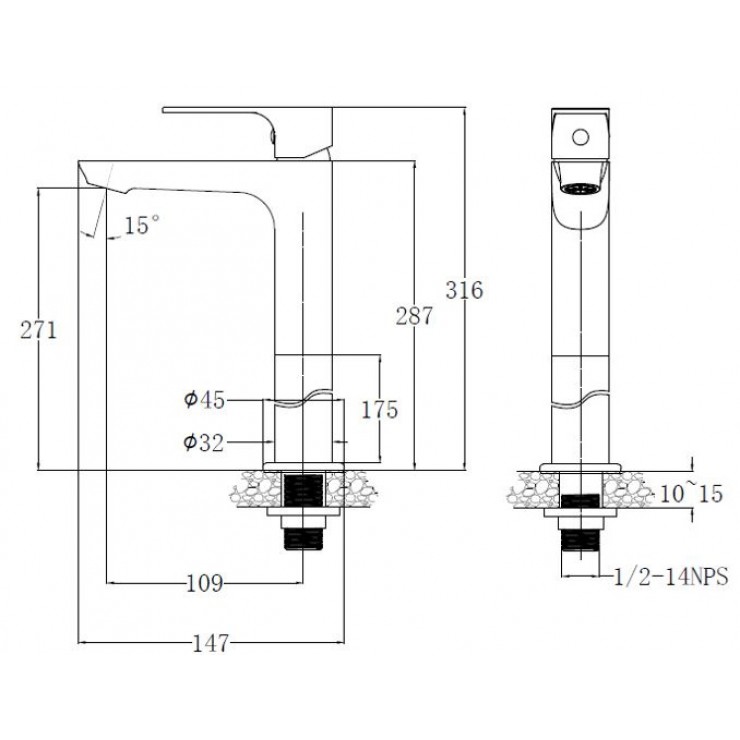 Vòi Lạnh Lavabo Caesar B061CU Cao Cổ