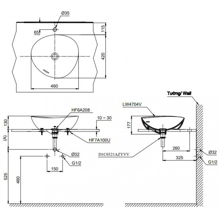 Chậu Rửa Lavabo TOTO LT4704MTG17 Đặt Bàn