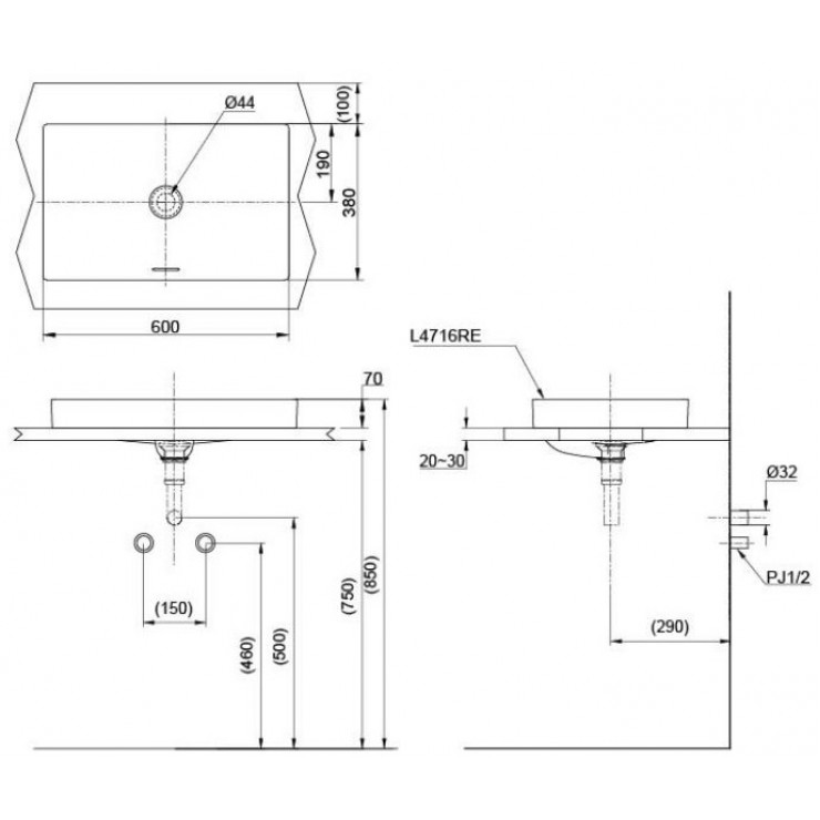 Chậu Rửa Mặt Lavabo TOTO LT4716MTG19 Đặt Bàn