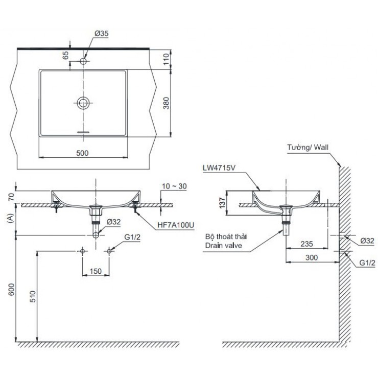 Chậu Rửa Mặt Lavabo TOTO LT4715G19 Đặt Bàn