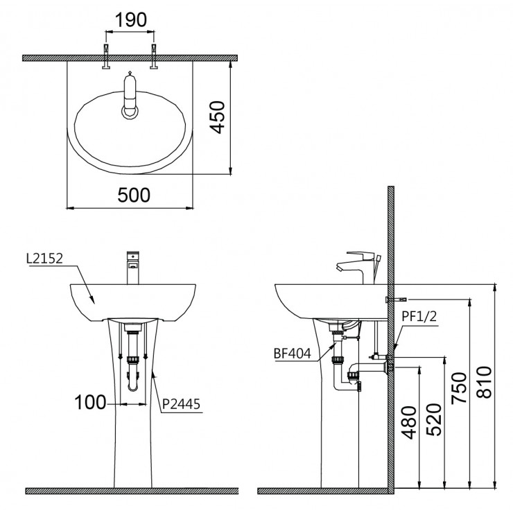 Chậu Lavabo Caesar L2152/P2445 Chân Dài