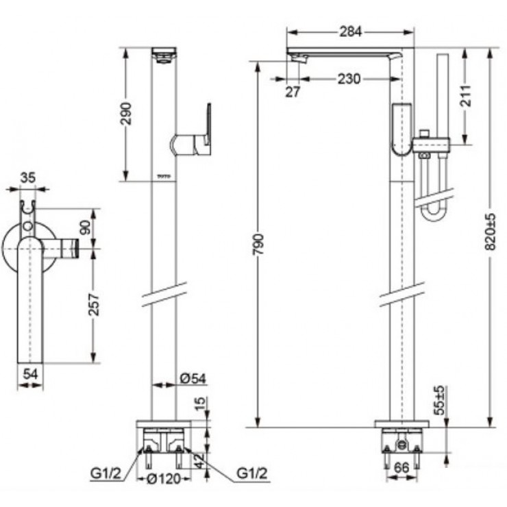 Vòi Xả Bồn Tắm TOTO DM359CF Nóng Lạnh Đặt Sàn