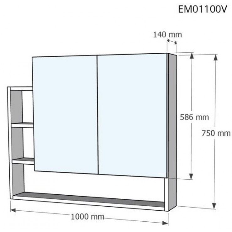 Tủ Gương Treo Phòng Tắm CAESAR EM01100V Màu Trắng