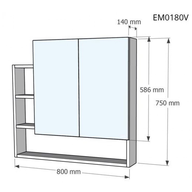 Tủ Gương Treo Phòng Tắm CAESAR EM0180V Màu Trắng