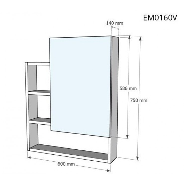 Tủ Gương Treo Phòng Tắm CAESAR EM0160V Màu Trắng