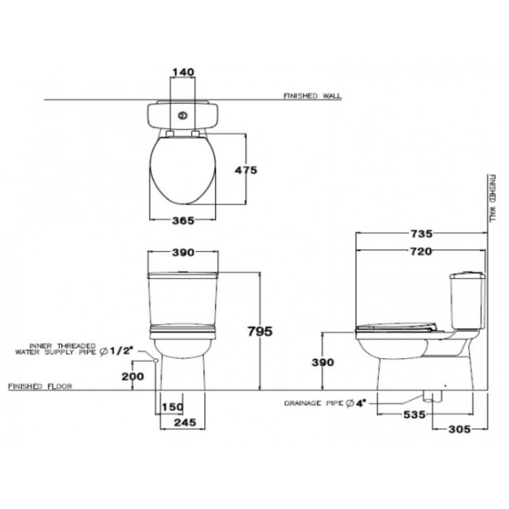 Bồn Cầu COTTO C13330 Sella Hai Khối