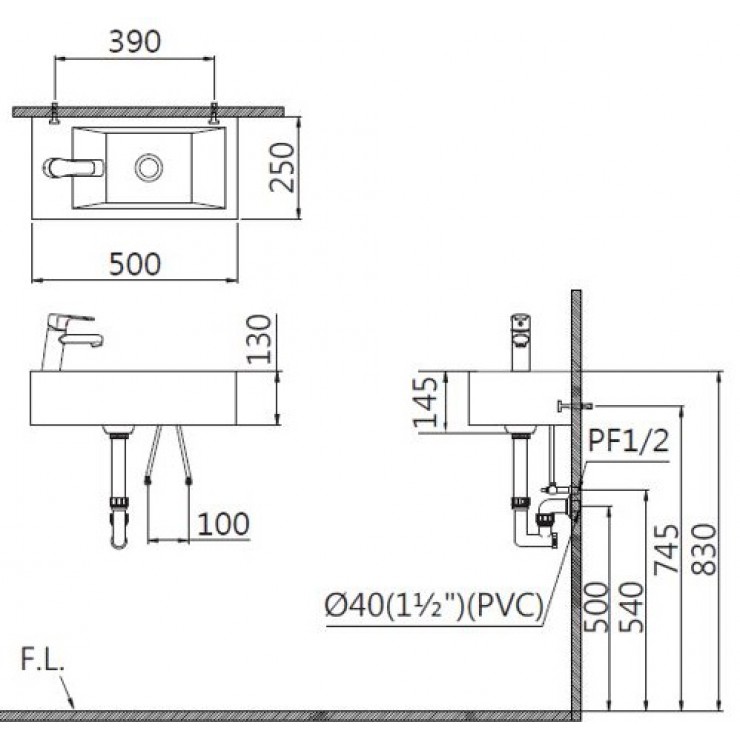 Chậu Rửa Lavabo Caesar LF5239L Treo Tường