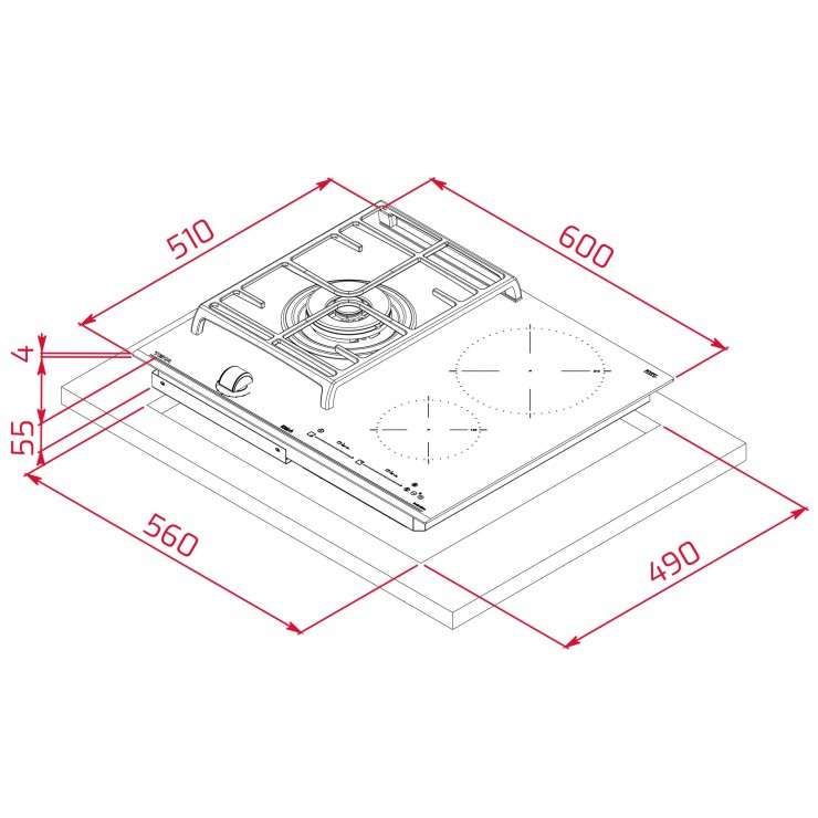 Bếp Từ Kết Hợp Ga Teka JZC 63312 ABB 112570116 3 Vùng Nấu