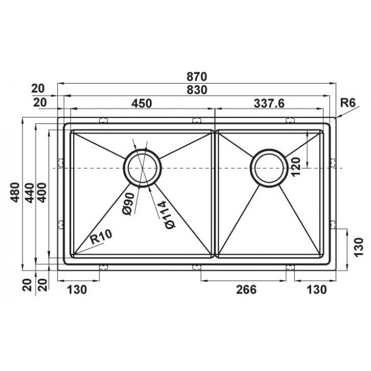 Chậu Bếp Hafele HS21-SSN2S90 567.94.030 Hai Hộc Inox 304