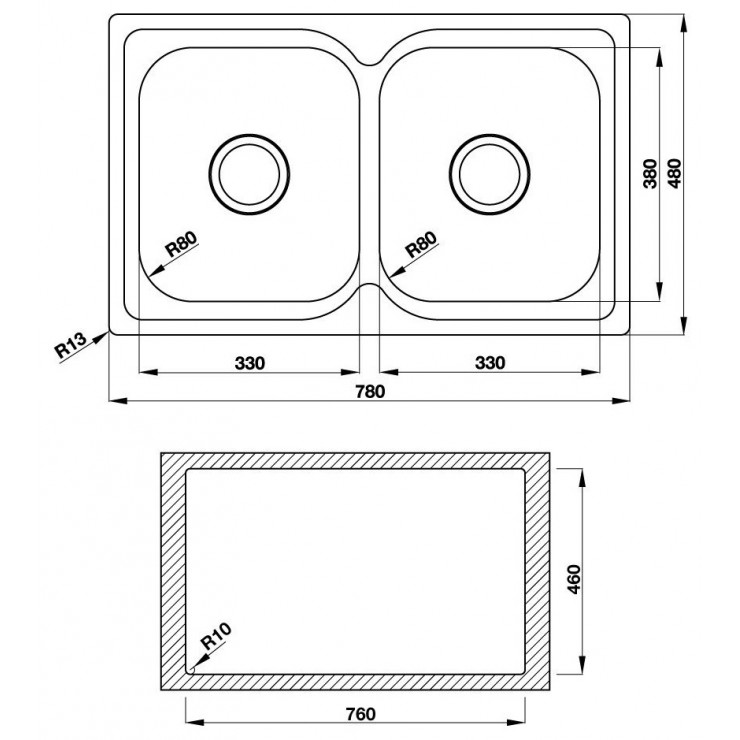 Chậu Bếp Hafele HS19-SSN2R90 567.23.010 Hai Hộc Inox 304