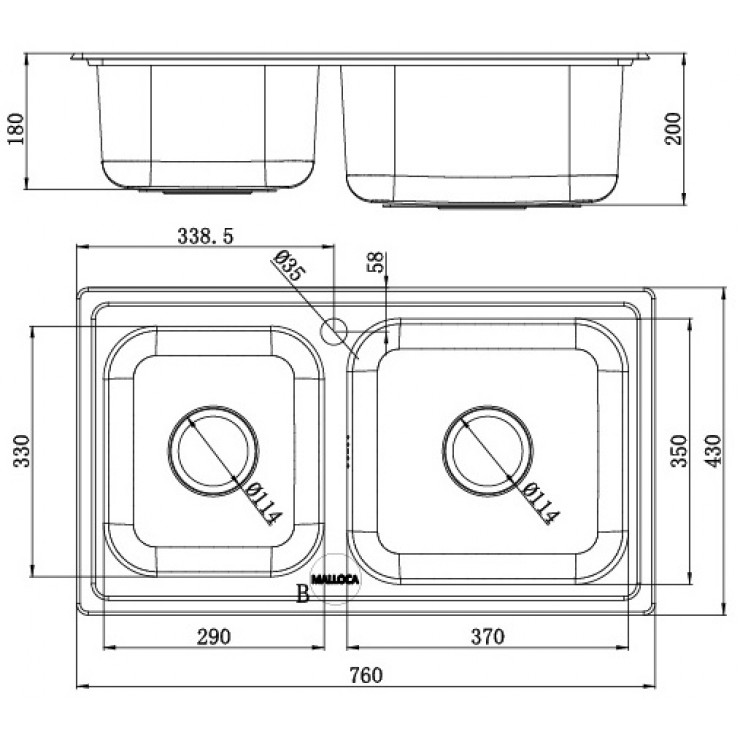 Chậu Rửa Chén Malloca MS 2076EP Inox 304