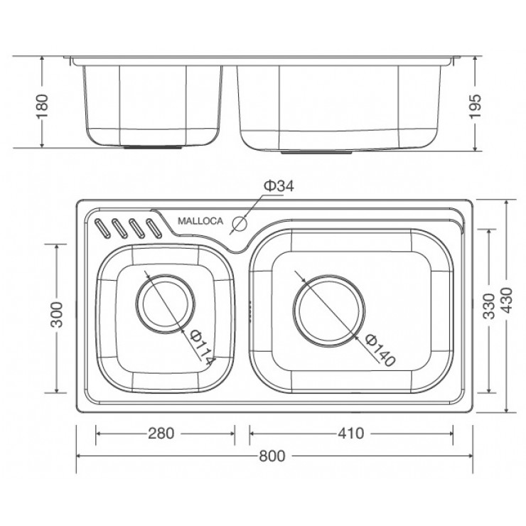 Chậu Rửa Chén Malloca MS 1003 NEW Hai Hộc Inox 304