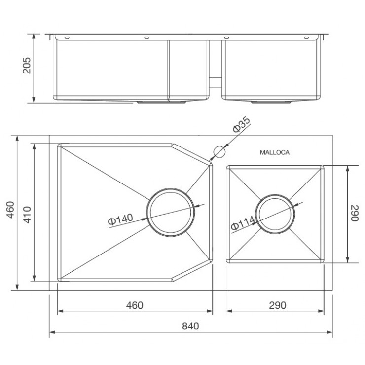 Chậu Rửa Chén Malloca MS 610A Hai Hộc Inox 304