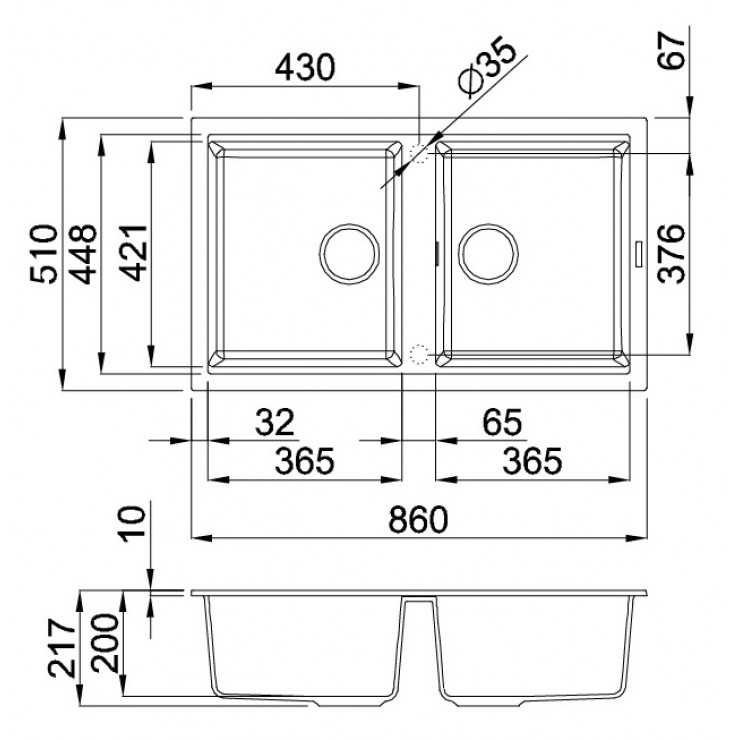 Chậu Đá Rửa Chén Malloca BIANCO G-45062 Hai Hộc