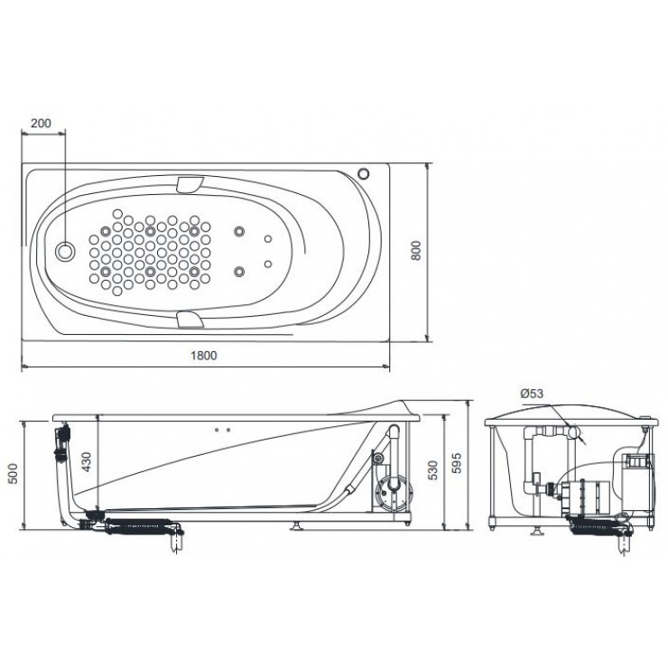 Bồn Tắm TOTO PPYB1710LHPE#S/DB501R-2B Ngọc Trai Massage 1.7M