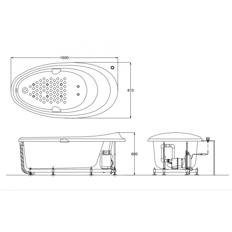 Bồn Tắm TOTO PPYB1610LHPTE#S Ngọc Trai Massage 1.6M